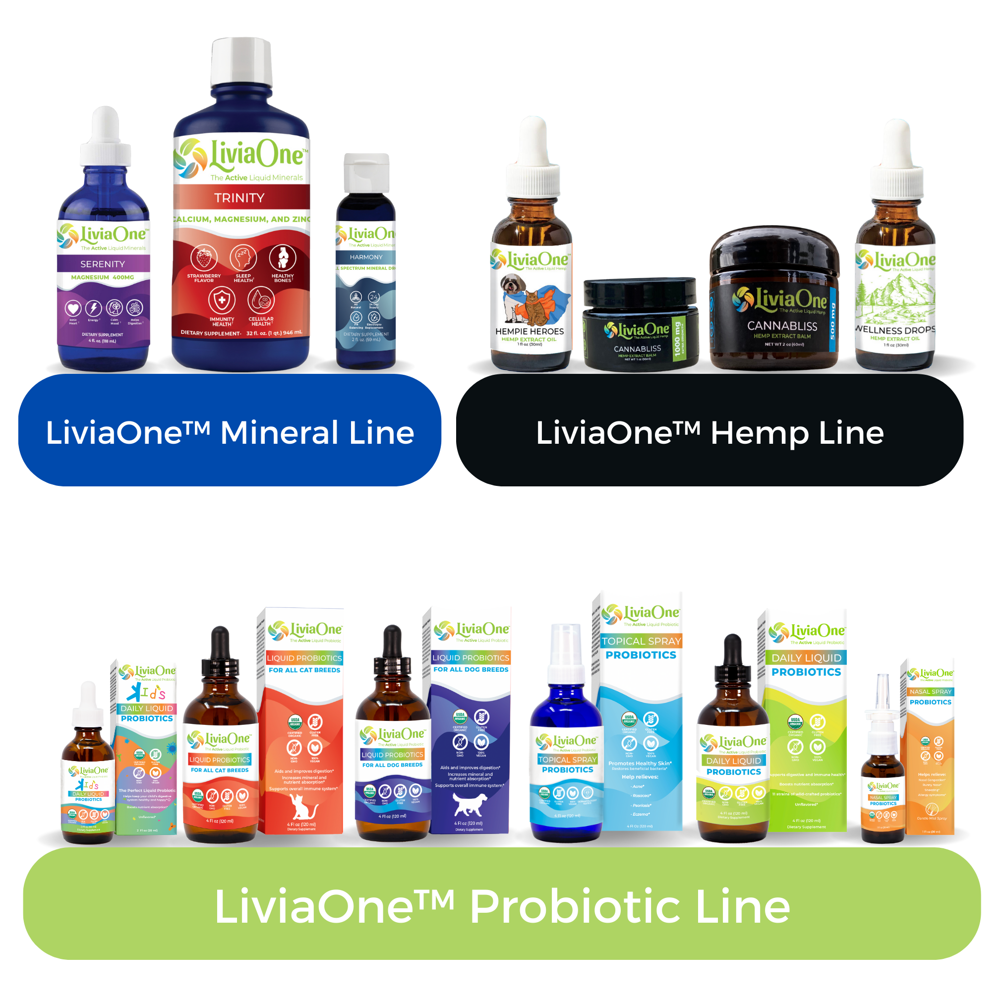 LiviaOne™ Liquid Probiotics for Adult Dogs and Puppies - USDA Certified Organic - 4 oz